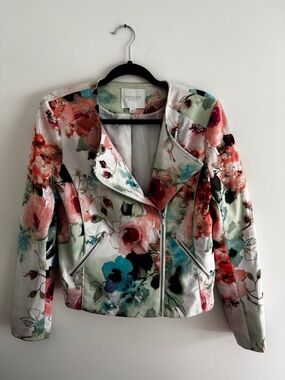 Piperlime Floral Watercolor Moto Jacket
